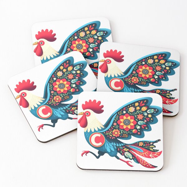 Item preview, Super Hero Rooster - Vibrant Scandinavian Folk Art by heidiannemorris © designed and sold by FOLK ART FUSION by heidiannemorris.