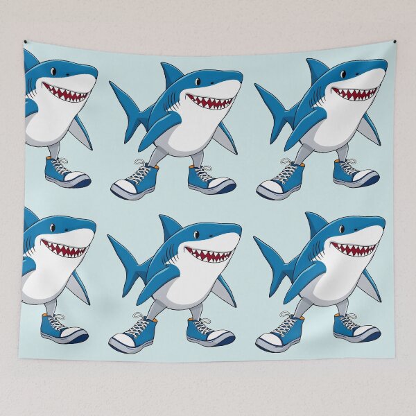 Item preview, Tralalero Tralala - cartoon shark in blue shoes designed and sold by EmeraldeaArt.