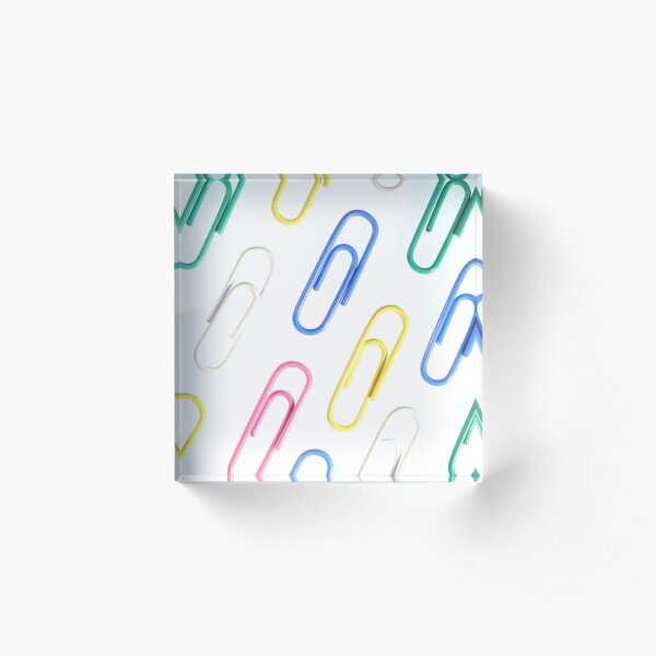Many Colored Isolated Paper Clips Pattern Acrylic Block
