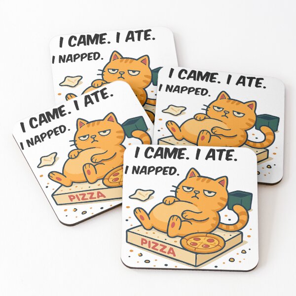 Item preview, Sleepy Cat Lying on Pizza Box Cartoon Style designed and sold by Tong4130.