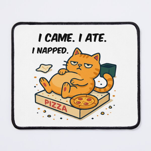 Item preview, Sleepy Cat Lying on Pizza Box Cartoon Style designed and sold by Tong4130.