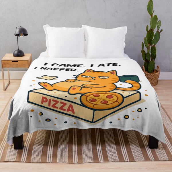 Item preview, Sleepy Cat Lying on Pizza Box Cartoon Style designed and sold by Tong4130.