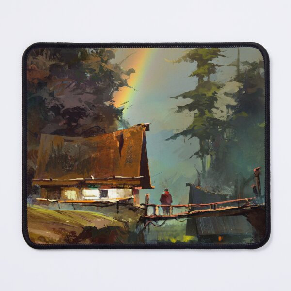 Item preview, Cabin in the Woods with Rainbow – Tranquil Forest Landscape jigsaw puzzle designed and sold by IMAGENACTION.