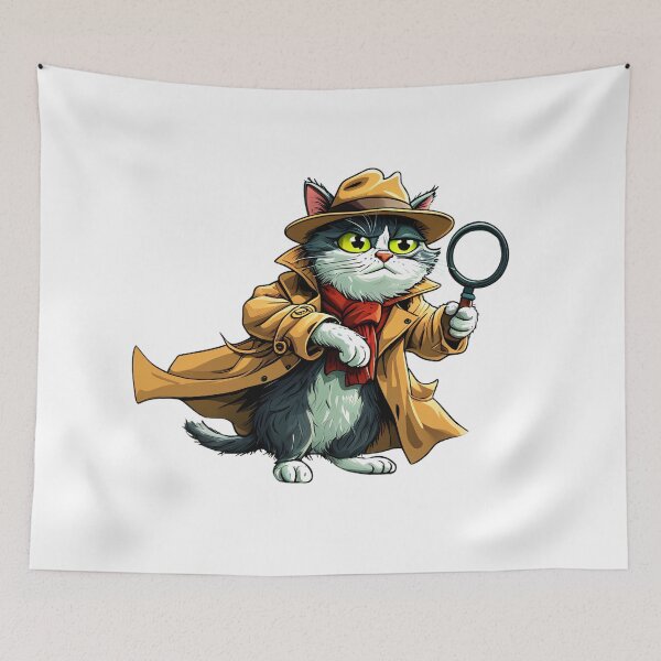 Item preview, Detective Cat with Magnifying Glass designed and sold by Pixelzo.