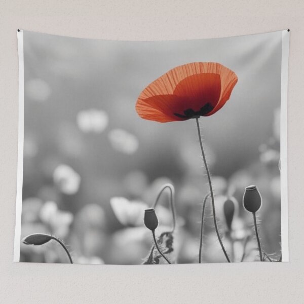 Item preview, Red Poppy – Minimalist Selective-Color Floral Art designed and sold by SmyrnaArtGalery.