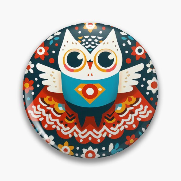 Item preview, Super Hero Owl - Harmonious Scandinavian Folk Art by heidiannemorris © designed and sold by FOLK ART FUSION by heidiannemorris.