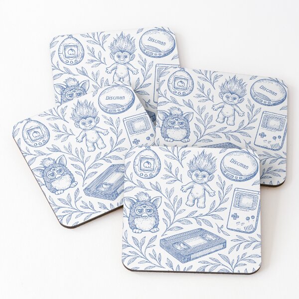 Item preview, Vintage Toile 90s Toys Pattern – Retro Millennial Nostalgia Art designed and sold by PricklyBearArt.
