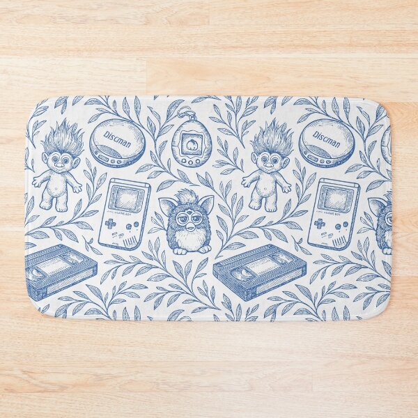 Artikelvorschau, Vintage Toile 90er Spielzeug Muster – Retro Millennial Nostalgie Kunst entworfen und verkauft von PricklyBearArt.