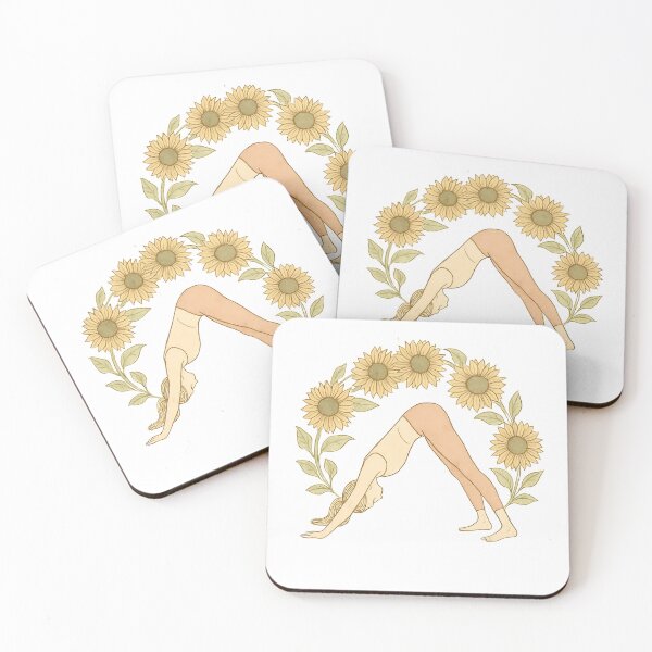 Item preview, Sun Salutation Yoga Pose with Sunflowers – Boho Zen Design designed and sold by Lunari Prints.
