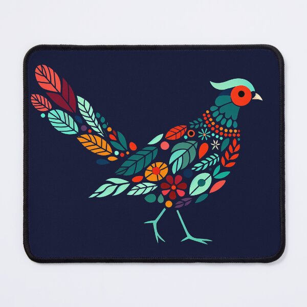 Item preview, Floral Pheasant Delight - Playful Scandinavian Folk Art by heidiannemorris © designed and sold by FOLK ART FUSION by heidiannemorris.