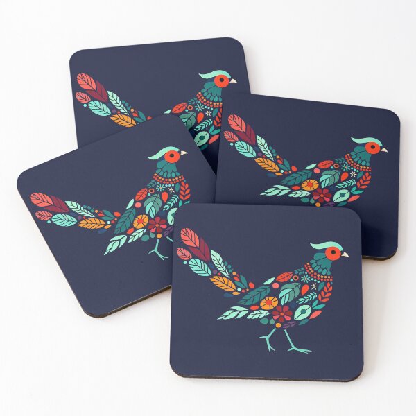 Item preview, Floral Pheasant Delight - Playful Scandinavian Folk Art by heidiannemorris © designed and sold by FOLK ART FUSION by heidiannemorris.