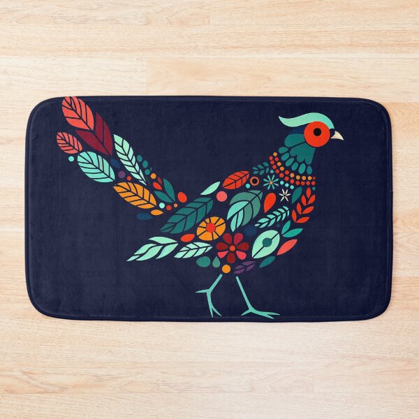 Item preview, Floral Pheasant Delight - Playful Scandinavian Folk Art by heidiannemorris © designed and sold by FOLK ART FUSION by heidiannemorris.