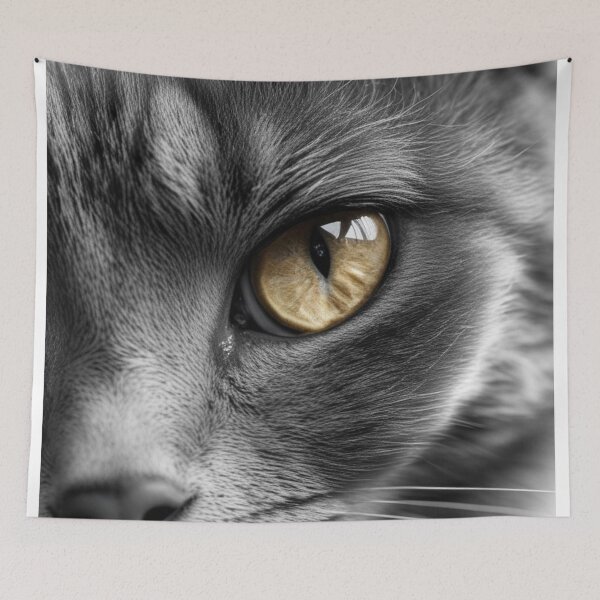 Item preview, Golden-Eyed Cat – Selective-Color Macro Portrait designed and sold by SmyrnaArtGalery.