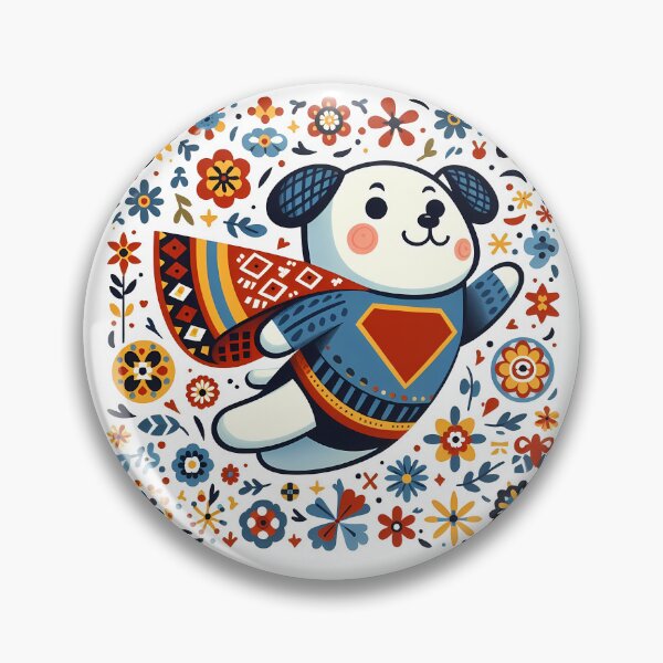Item preview, Happy Superhero Dog - Playful Scandinavian Folk Art by heidiannemorris © designed and sold by FOLK ART FUSION by heidiannemorris.