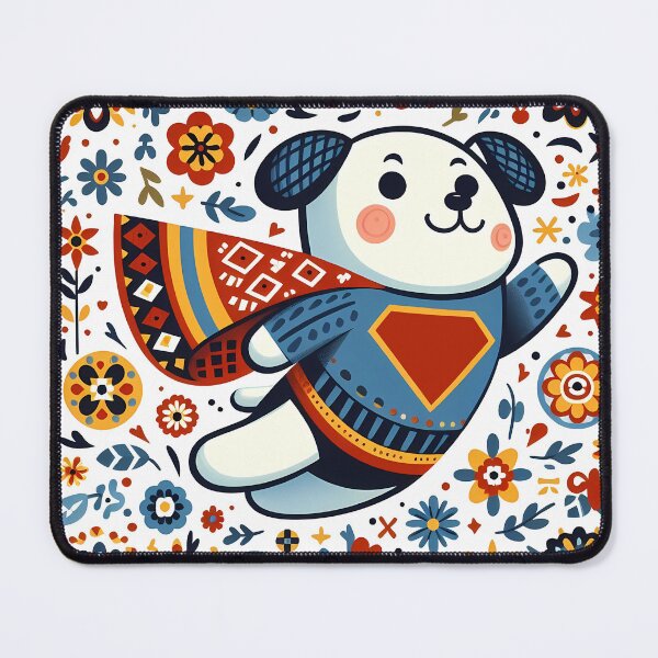 Item preview, Happy Superhero Dog - Playful Scandinavian Folk Art by heidiannemorris © designed and sold by FOLK ART FUSION by heidiannemorris.