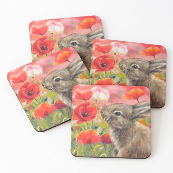 Item preview, Cute rabbit and poppies designed and sold by marjoleinkruijt.