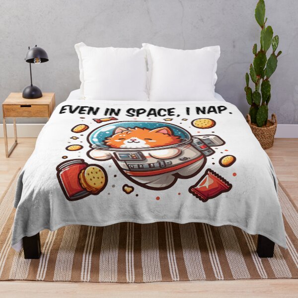 Item preview, Lazy Cat Floating in Space with Snacks designed and sold by Tong4130.