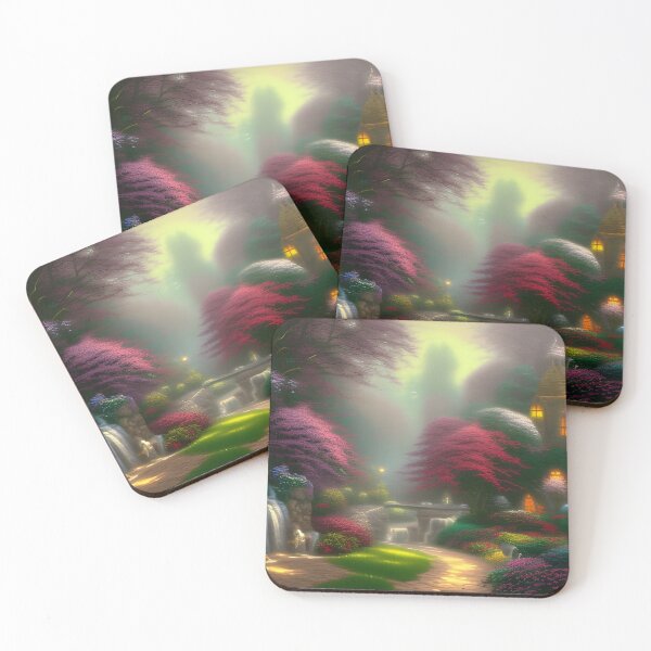 Item preview, Enchanted Garden with Cottage and Waterfall designed and sold by Ink Art Design.