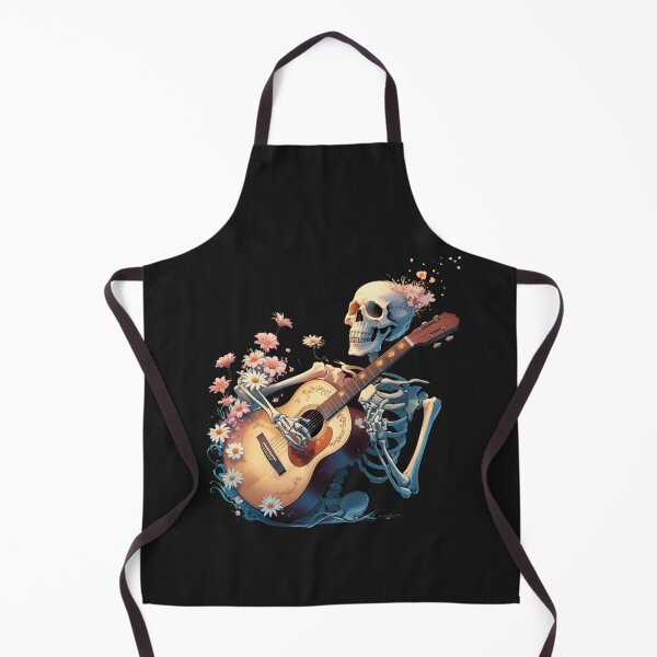 Item preview, Skeleton Playing Guitar with Blooming Flowers – Artistic Floral Music Design designed and sold by ColorSplash123.