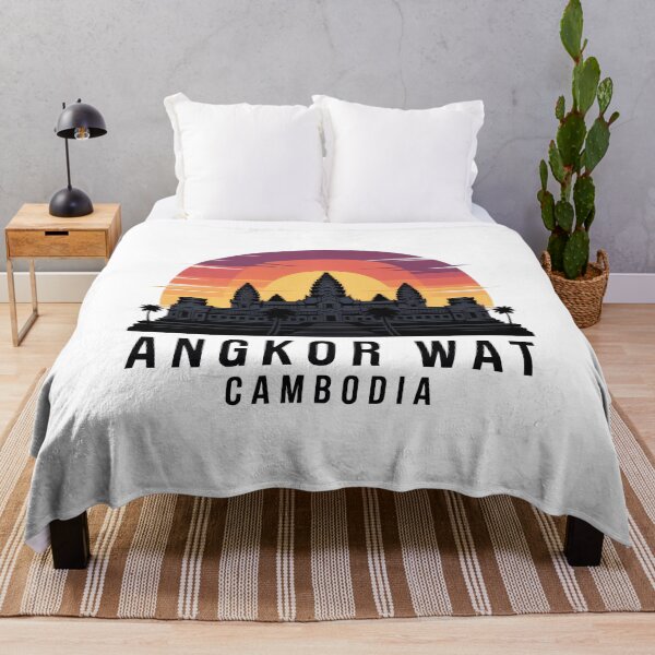 Item preview, Angkor Wat Temple at Sunset – Cambodia Retro Vintage Travel Design T-Shirt Design designed and sold by pod24.