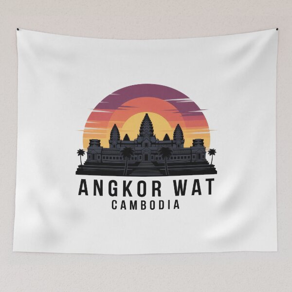 Item preview, Angkor Wat Temple at Sunset – Cambodia Retro Vintage Travel Design T-Shirt Design designed and sold by pod24.