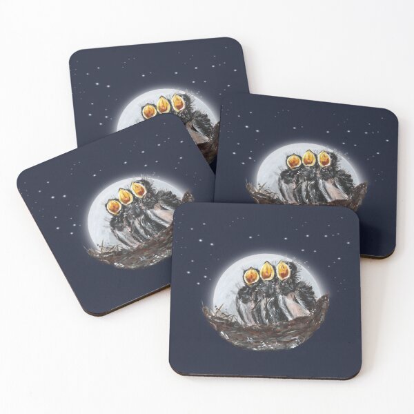 Item preview, Barn swallow babies in their nest in the moonlight designed and sold by Linilei.
