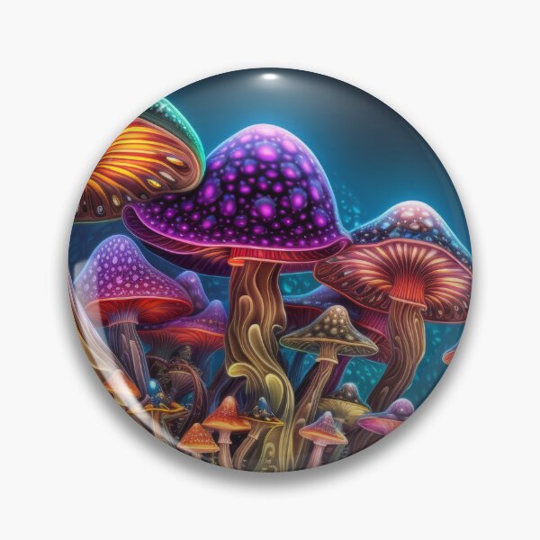 Item preview, Colorful Glowing Fantasy Mushrooms in a Surreal Forest designed and sold by pinkal.