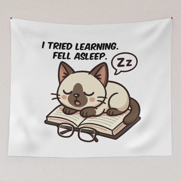 Item preview, Sleepy Siamese Cat Lying on Open Book designed and sold by Tong4130.