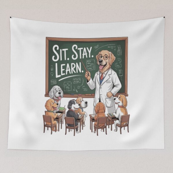 Item preview, Dog Professor Teaching Class of Curious Pups designed and sold by Petpixy.