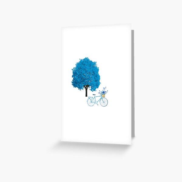 Item preview, Bluer than Blue Collection - Blue Tree with Blue Bike and blue flowers designed and sold by Dailywalker22.