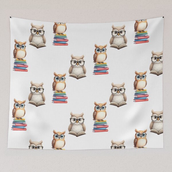 Item preview, Wise Owl Reading a Book | Cute Bookworm Owl Illustration designed and sold by PnrArtDesign.