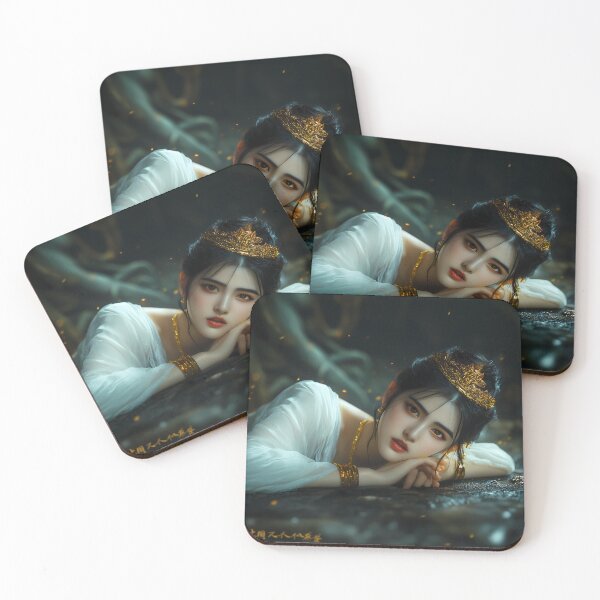 Item preview, Oriental Fantasy Princess | Dark Gold Art Poster Tapestry designed and sold by WakaWakoStudio.