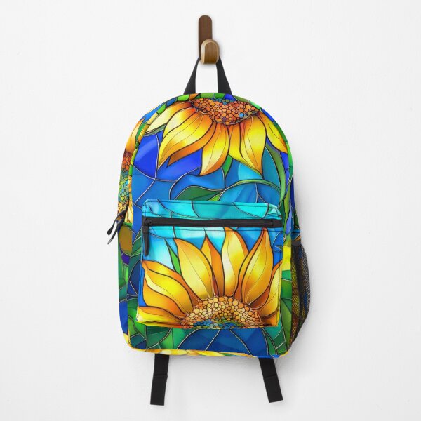 Item preview, Bright Sunflowers on Blue sky Stained Glass Art designed and sold by MargaretWiktor.