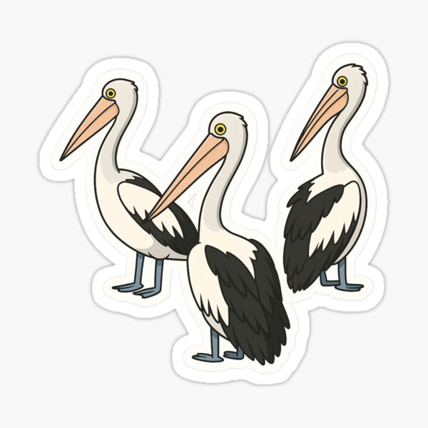 Item preview, Group of 3 Pelicans  designed and sold by Footys & Flowers Sticker Shop.