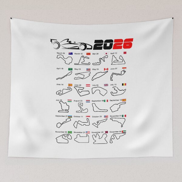 Item preview, Calendar Formula race cars 2026 circuits white v2 designed and sold by ideasfinder.