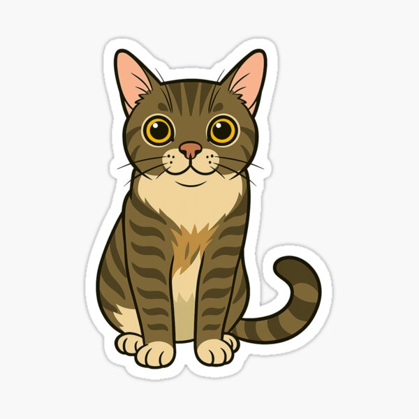 Item preview, Cartoon Grey & Brown Stripey Cat  designed and sold by picsofplants.