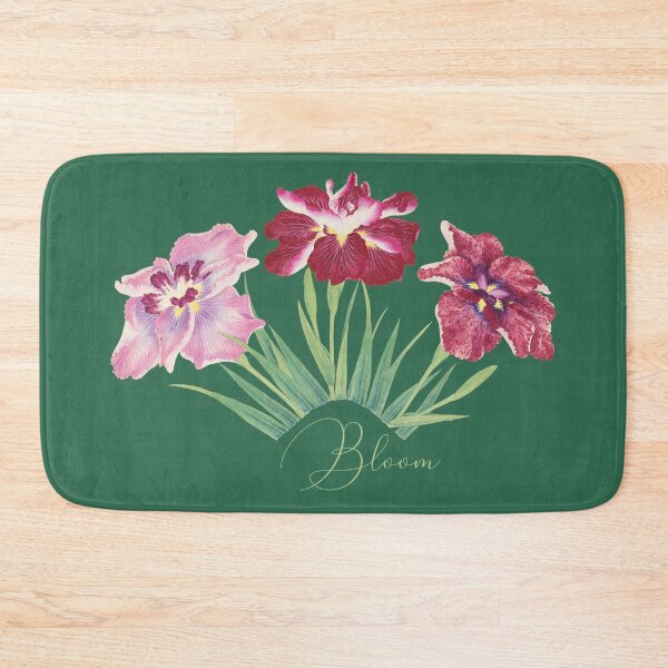 Item preview, Japanese Vintage Watercolor Illustration of 3 Iris Flowers with "Bloom" Quote designed and sold by Starpuffdesign.