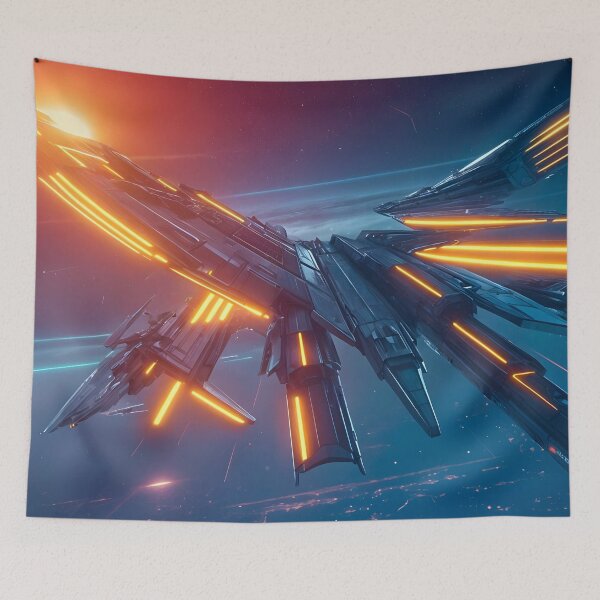 Item preview, Space Fighter Flying Towards A Space Station designed and sold by Ink Art Design.