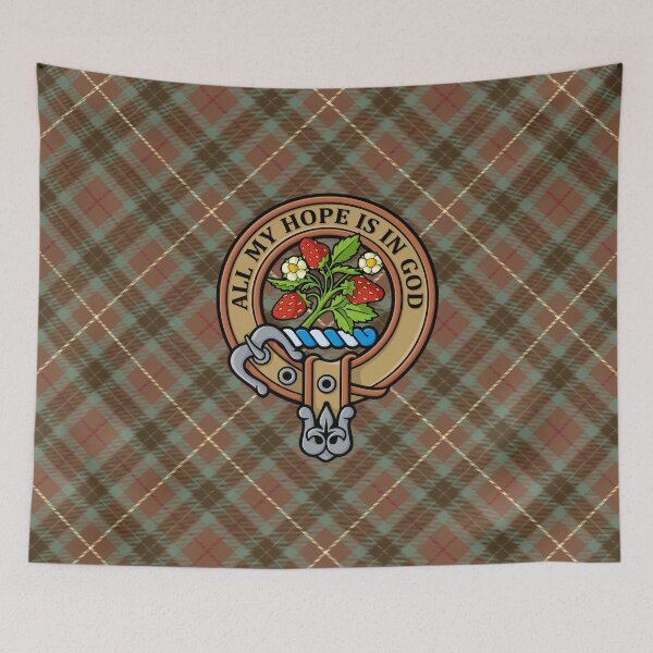 Item preview, Clan Fraser Crest over Hunting Weathered Tartan designed and sold by sifis.
