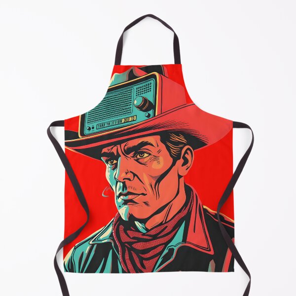 Aperçu de l'œuvre Illustration rétro de cow-boy pop art avec chapeau radio créée et vendue par AbdS07.