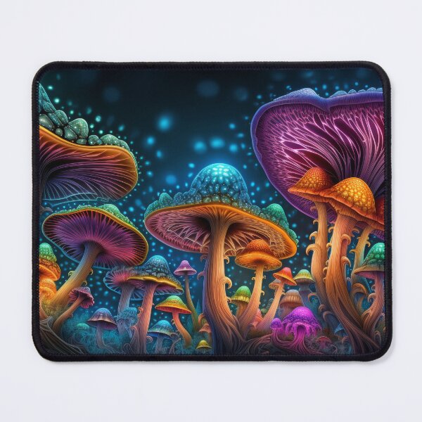 Item preview, Glowing Psychedelic Mushrooms in a Fantasy Forest designed and sold by pinkal.