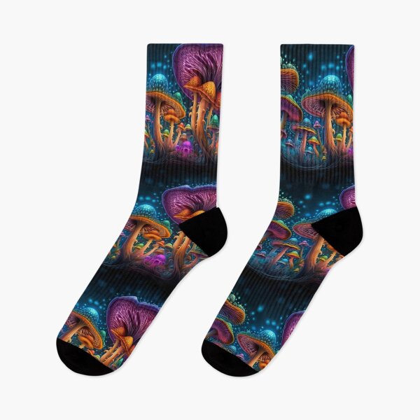 Item preview, Glowing Psychedelic Mushrooms in a Fantasy Forest designed and sold by pinkal.