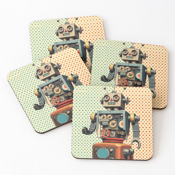 Item preview, Retro Robot Pop Art with Visible Gears and Antennas designed and sold by AbdS07.