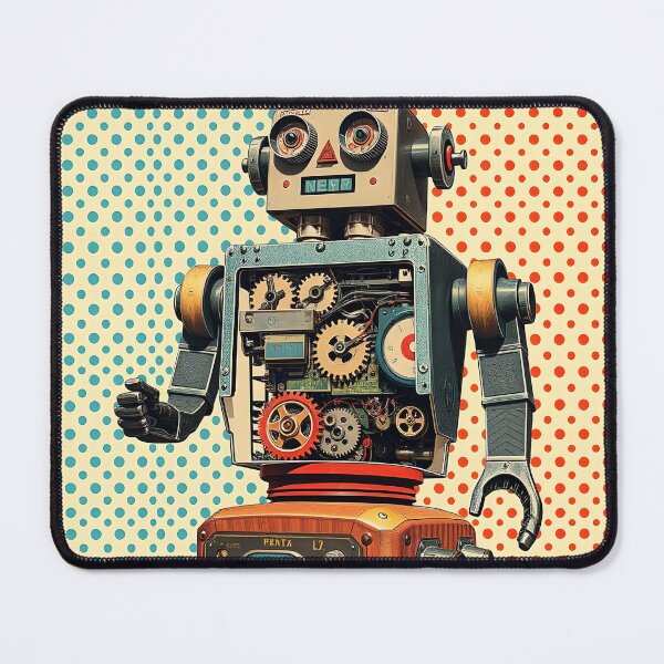 Item preview, Retro Robot Pop Art with Visible Gears and Antennas designed and sold by AbdS07.