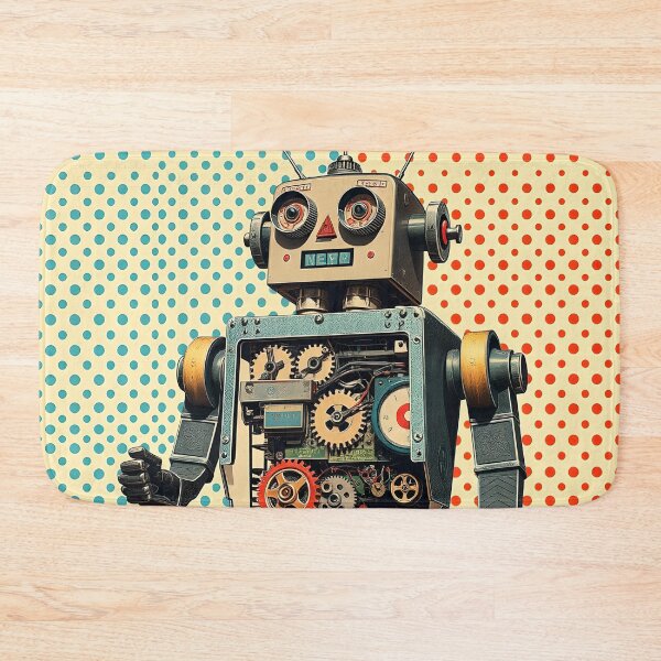 Item preview, Retro Robot Pop Art with Visible Gears and Antennas designed and sold by AbdS07.