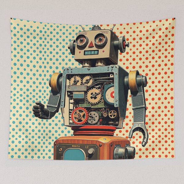 Item preview, Retro Robot Pop Art with Visible Gears and Antennas designed and sold by AbdS07.