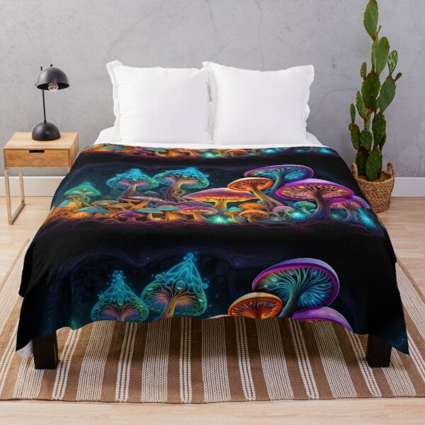 Item preview, Bioluminescent Fantasy Mushrooms in Vibrant Colors designed and sold by pinkal.