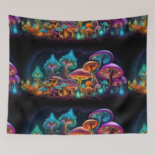 Item preview, Bioluminescent Fantasy Mushrooms in Vibrant Colors designed and sold by pinkal.