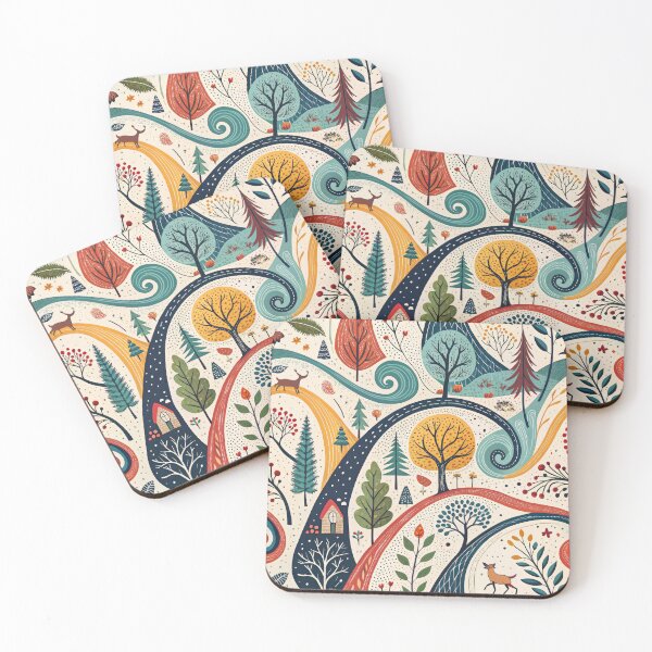 Item preview, Whimsical Enchanted Forest - Folk Art Nature Pattern designed and sold by alfmar.