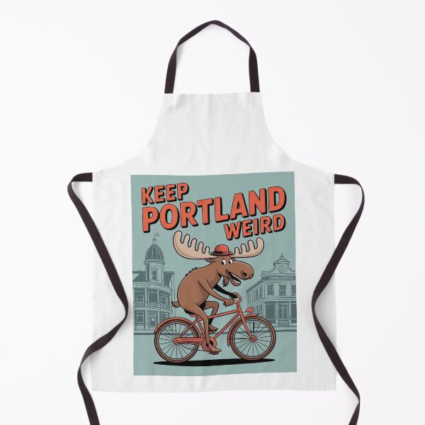 Item preview, ? Keep Portland Weird – Bicycle-riding moose in front of iconic buildings designed and sold by pod24.